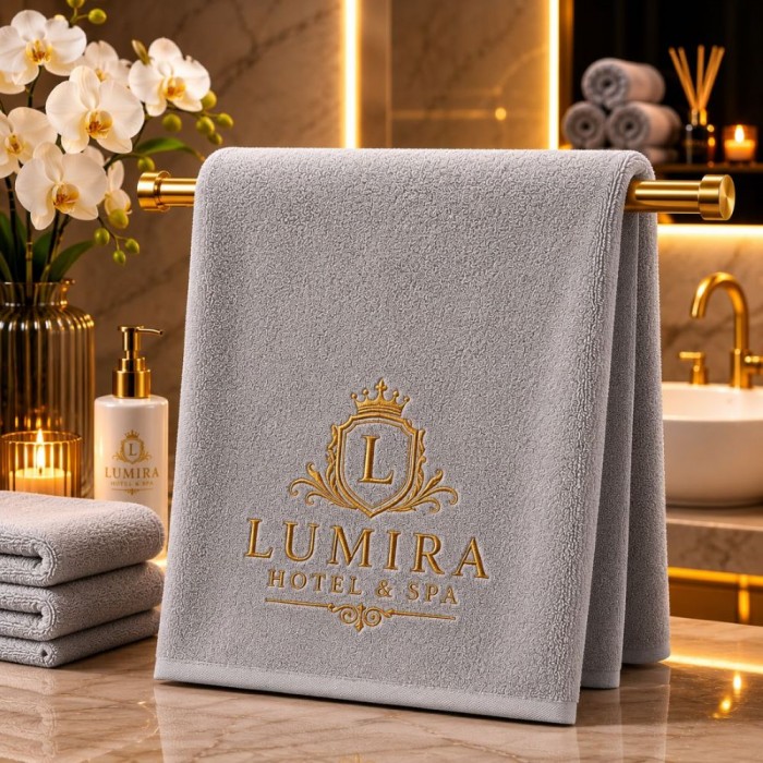 Logolu El Havlusu Açık Gri 50x90cm